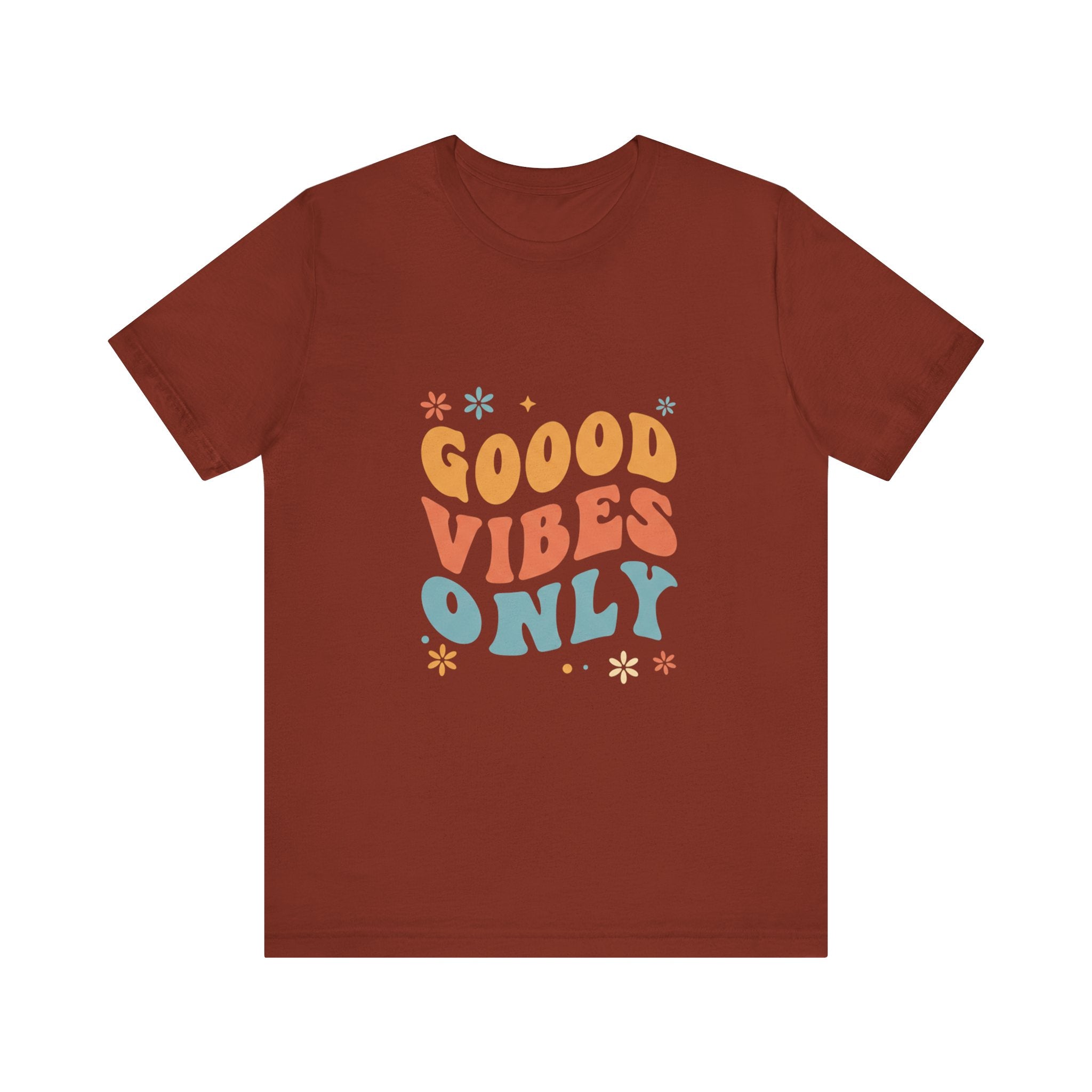 Good Vibes Only Retro - 70s Rainbow Design Tee - Groovy Positive Shirt