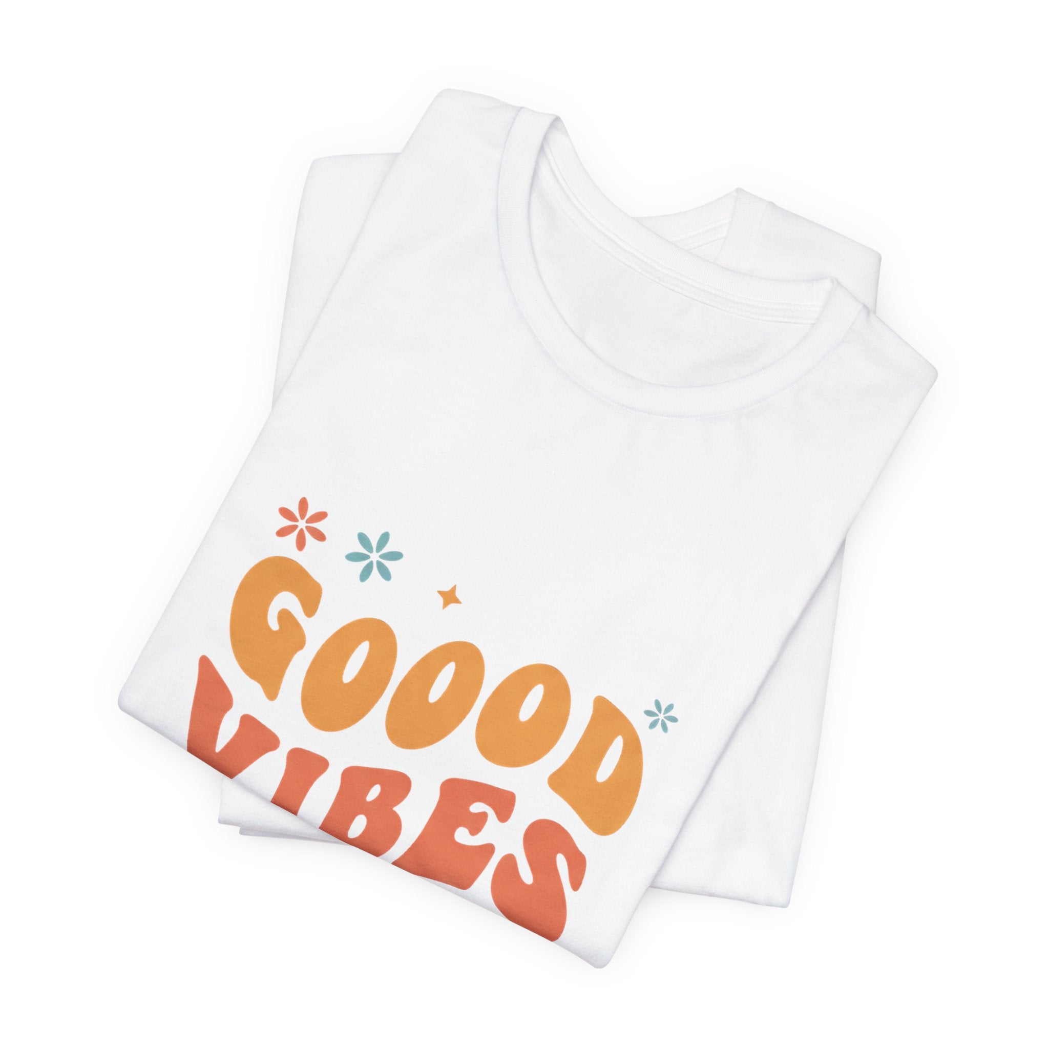 Good Vibes Only Retro - 70s Rainbow Design Tee - Groovy Positive Shirt
