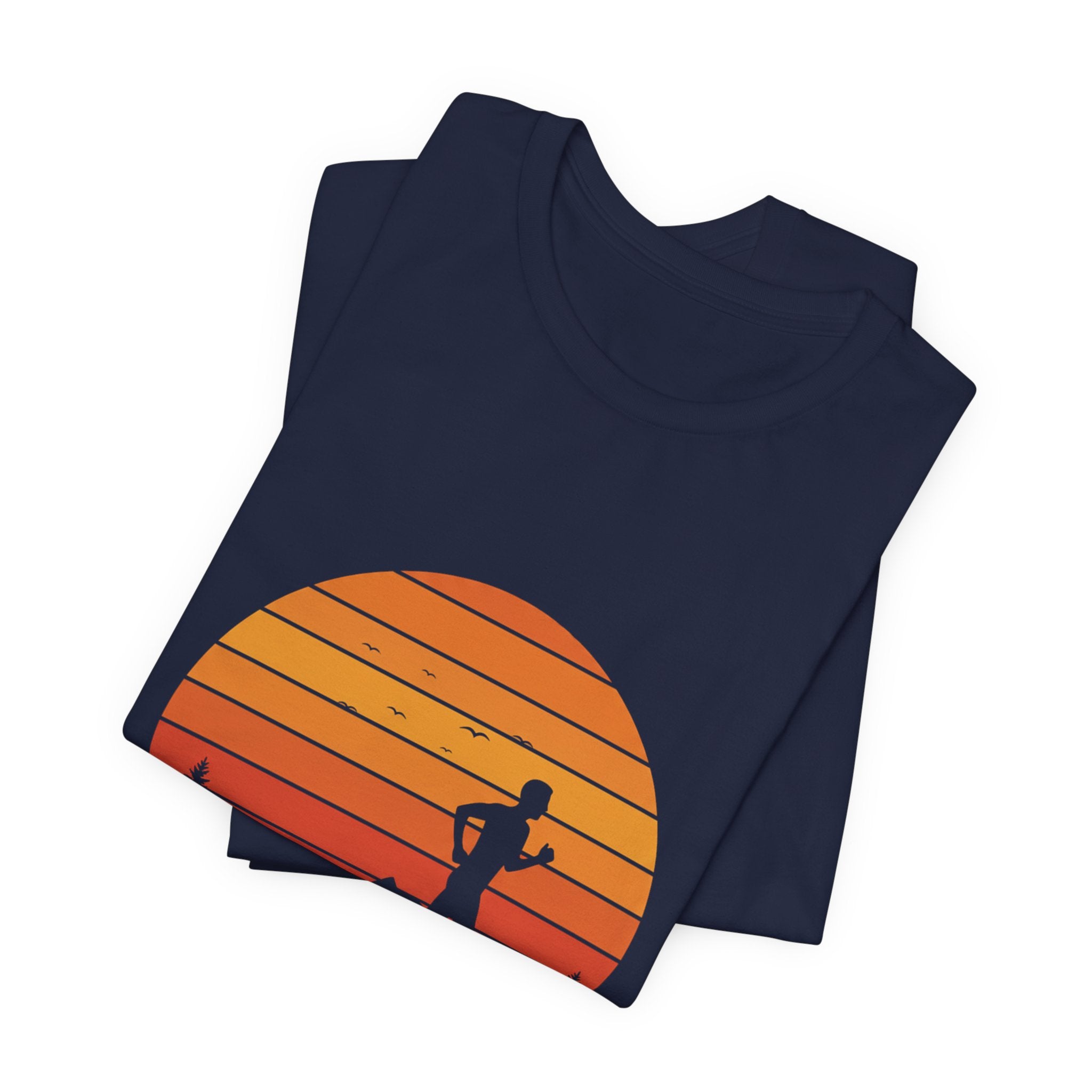 Miles Before Breakfast Sunset - Person Runner Silhouette - Morning Run Tee