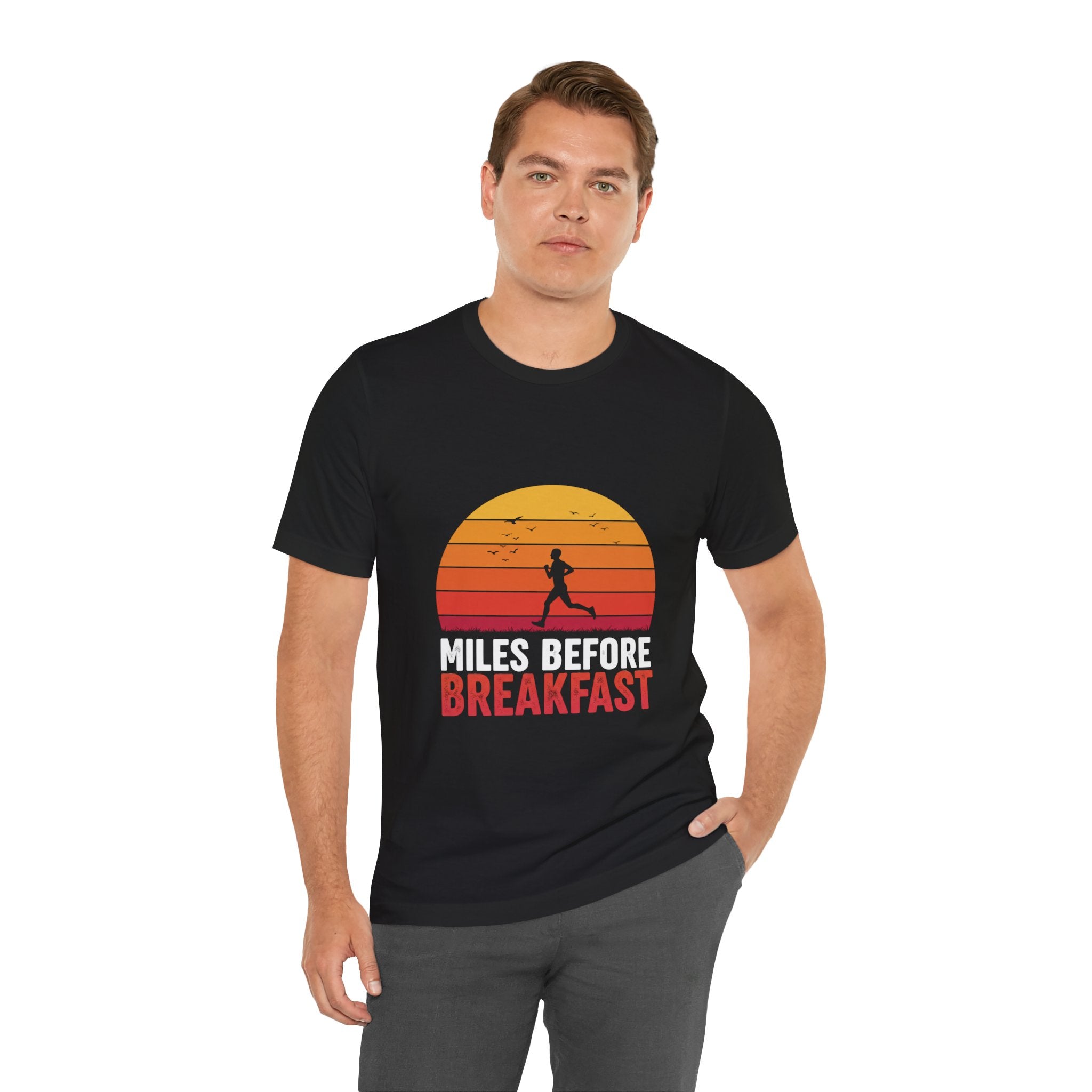 Miles Before Breakfast Trail - Personal Trail Runner Tee - Mountain Morning Shirt