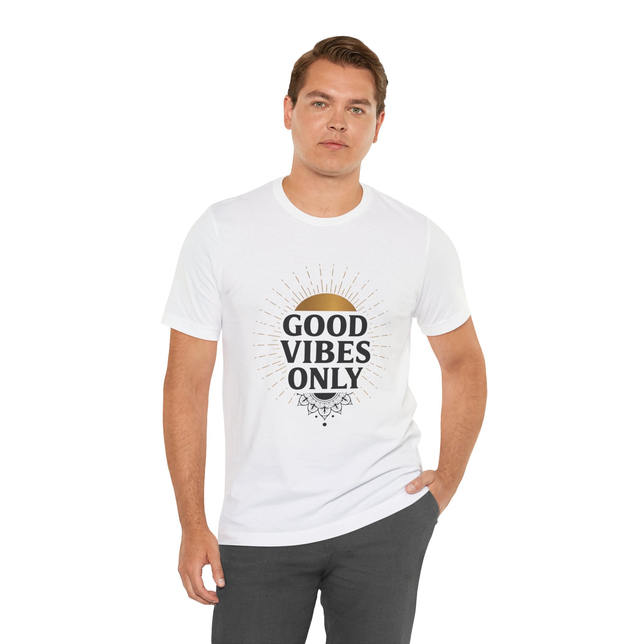 Good Vibes Only Sunrise - Mandala Sun Design Tee - Positive Energy Shirt