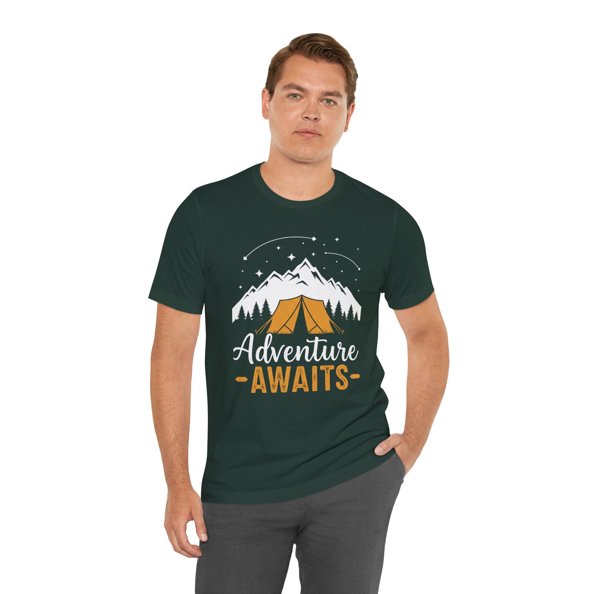 Adventure Awaits Camping Tent - Outdoor T-Shirt - Mountain Explorer Tee