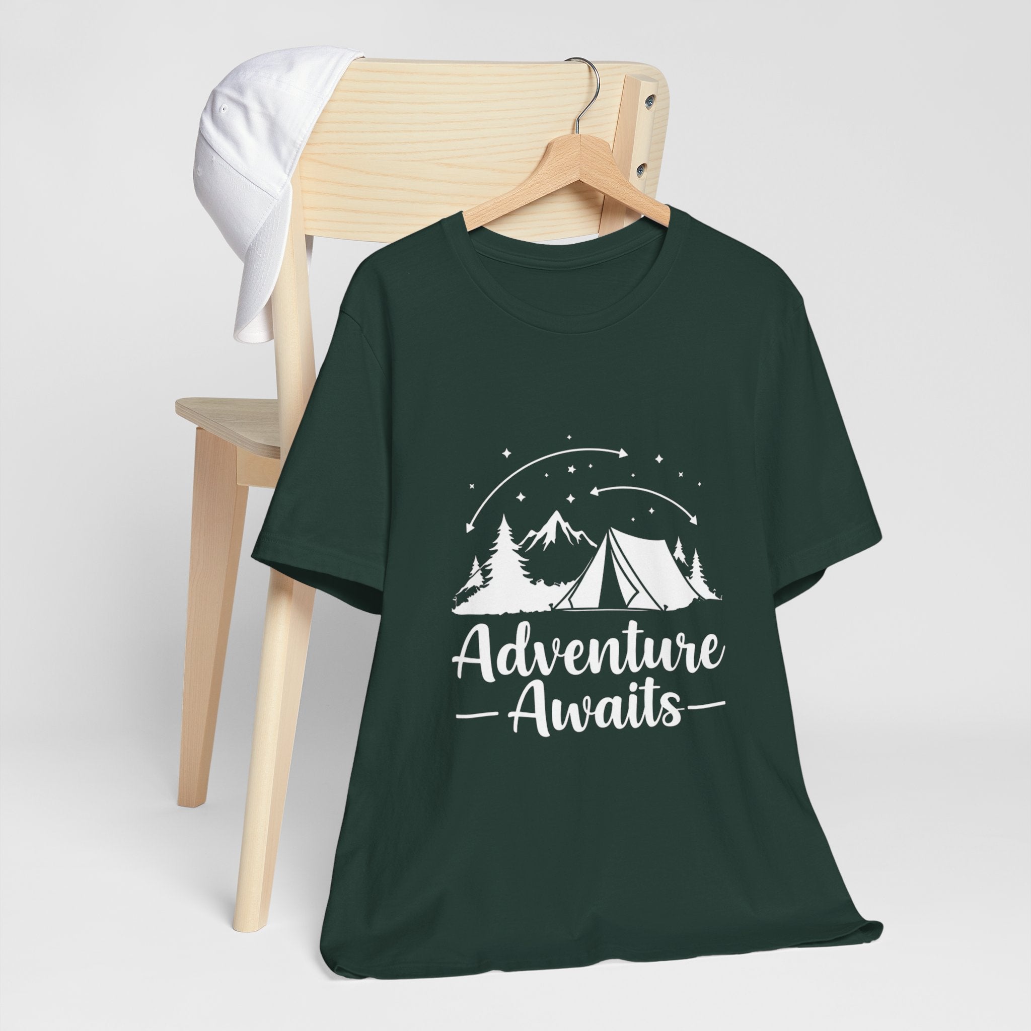 Adventure Awaits Forest Camp - Pine Trees T-Shirt - Wilderness Explorer Tee