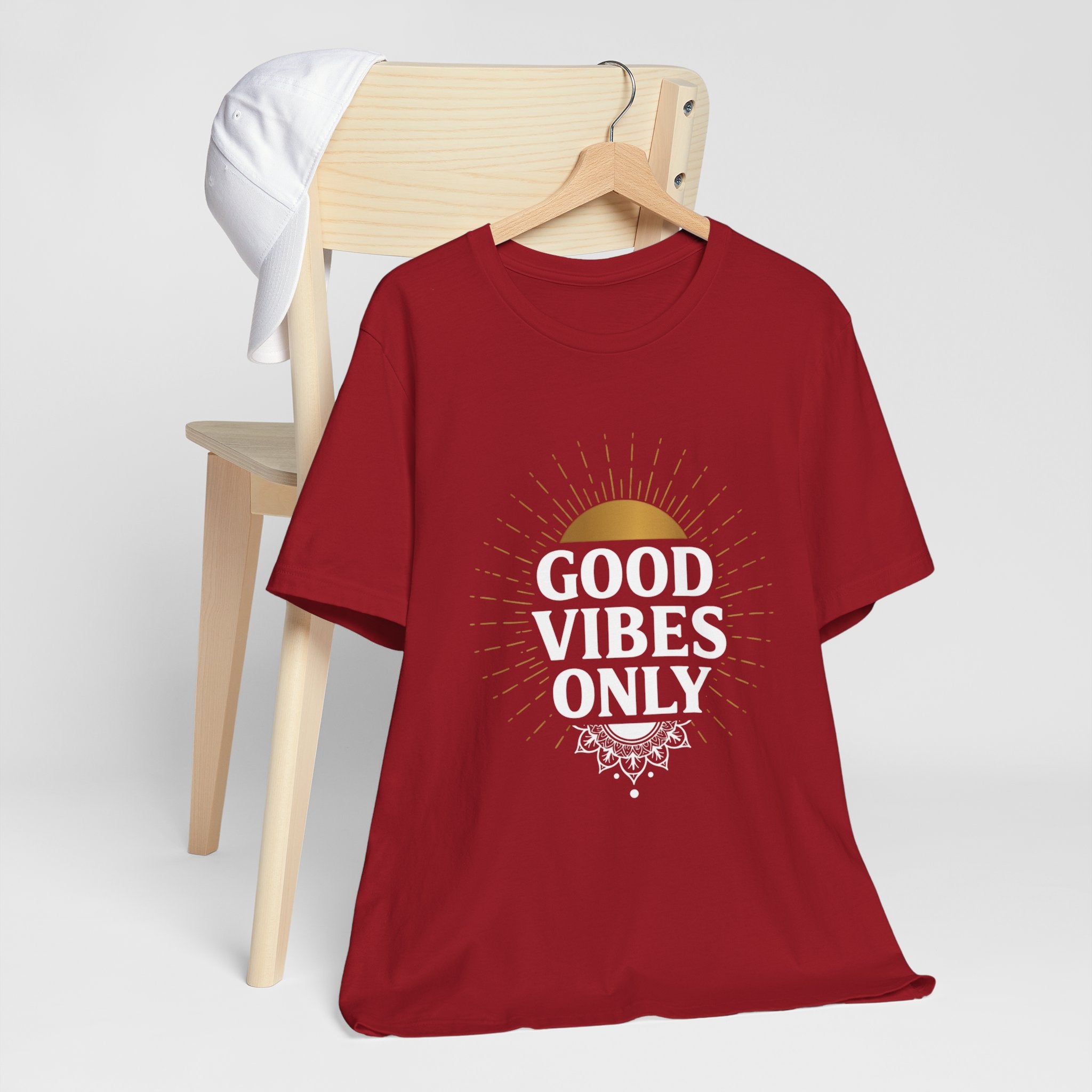 Good Vibes Only Sunrise - Mandala Sun Design Tee - Positive Energy Shirt