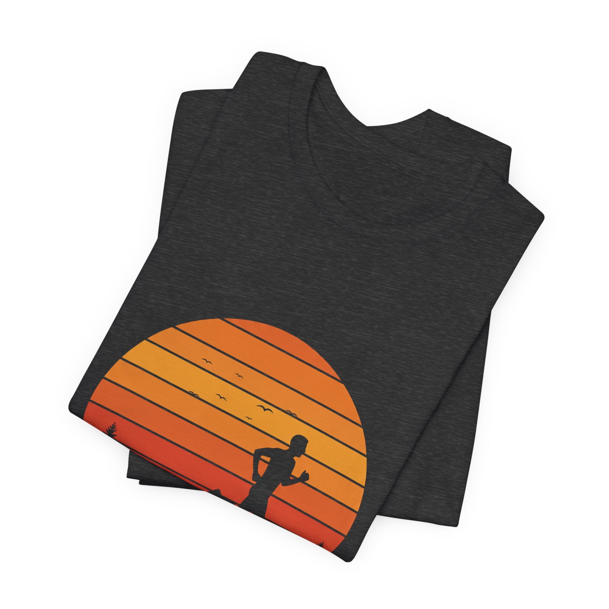 Miles Before Breakfast Sunset - Person Runner Silhouette - Morning Run Tee