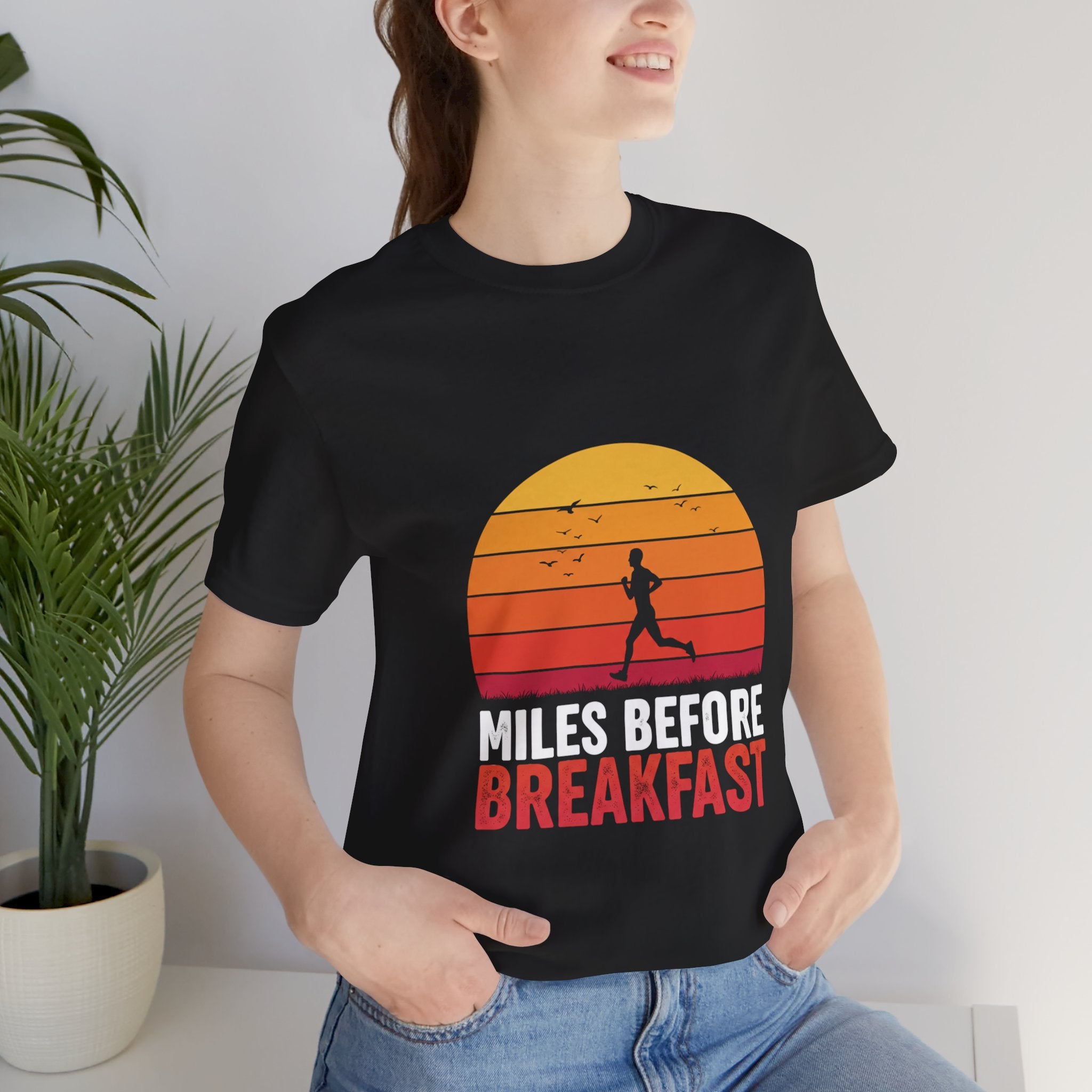 Miles Before Breakfast Trail - Personal Trail Runner Tee - Mountain Morning Shirt