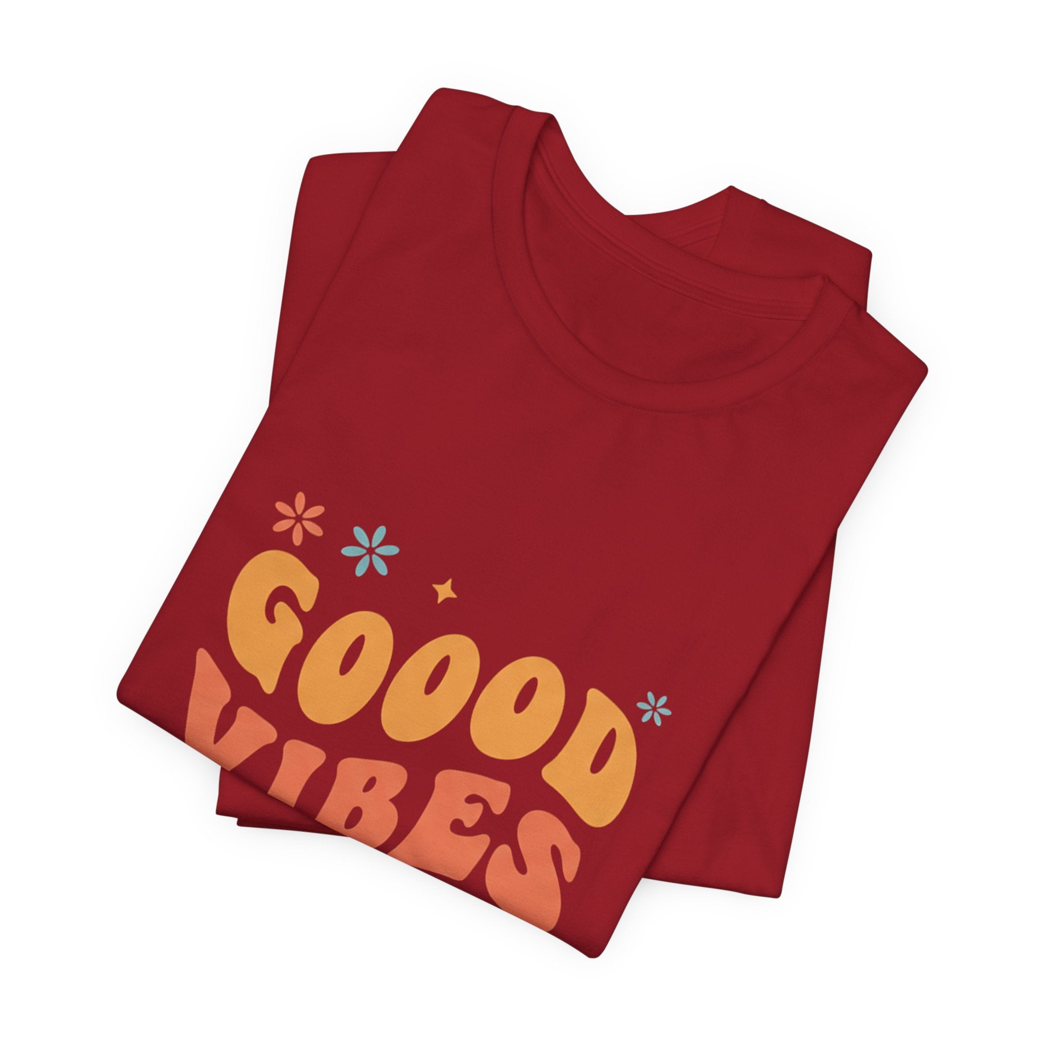 Good Vibes Only Retro - 70s Rainbow Design Tee - Groovy Positive Shirt