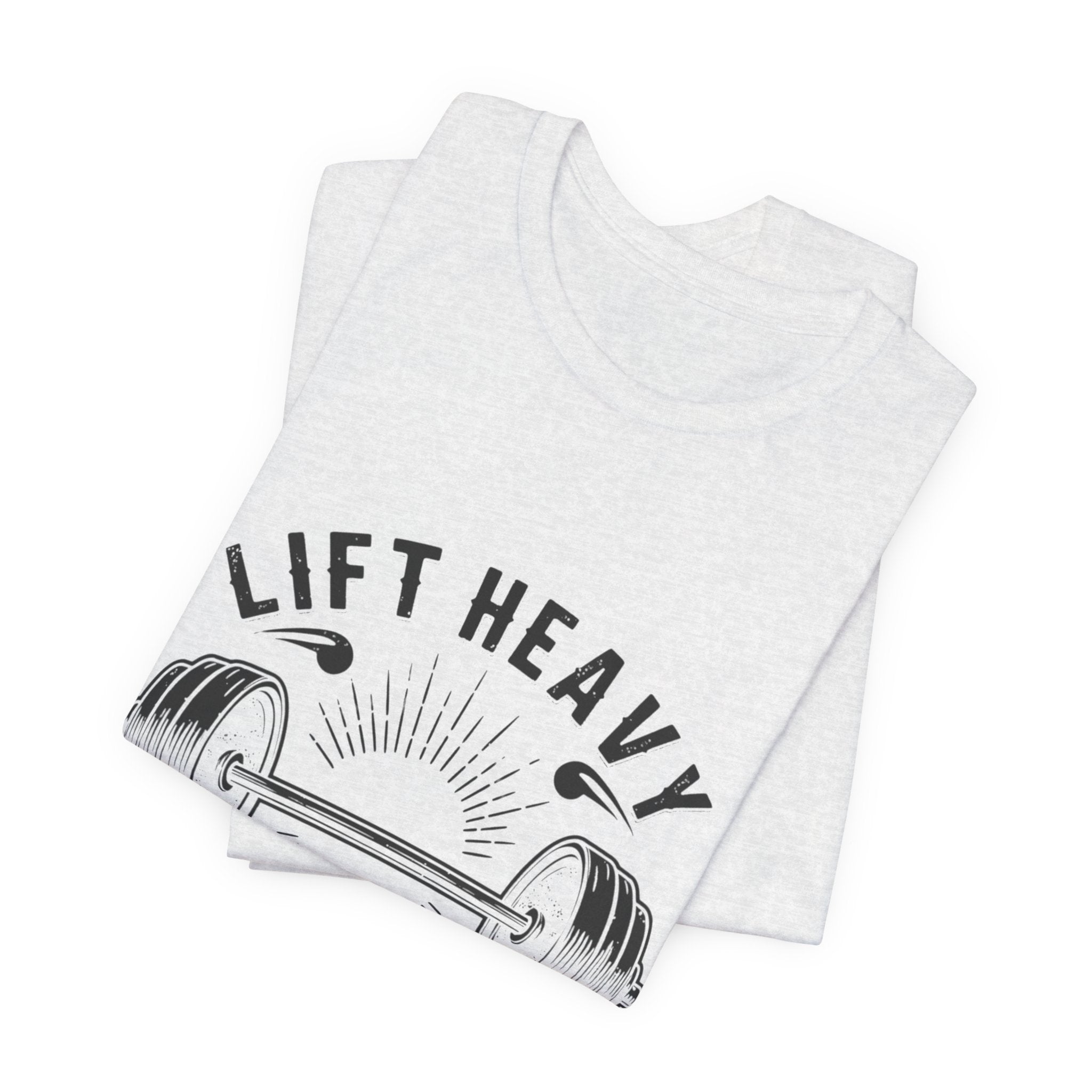 Lift Heavy Live Happy Rays - Sunburst Barbell Tee - Strength Happiness Shirt