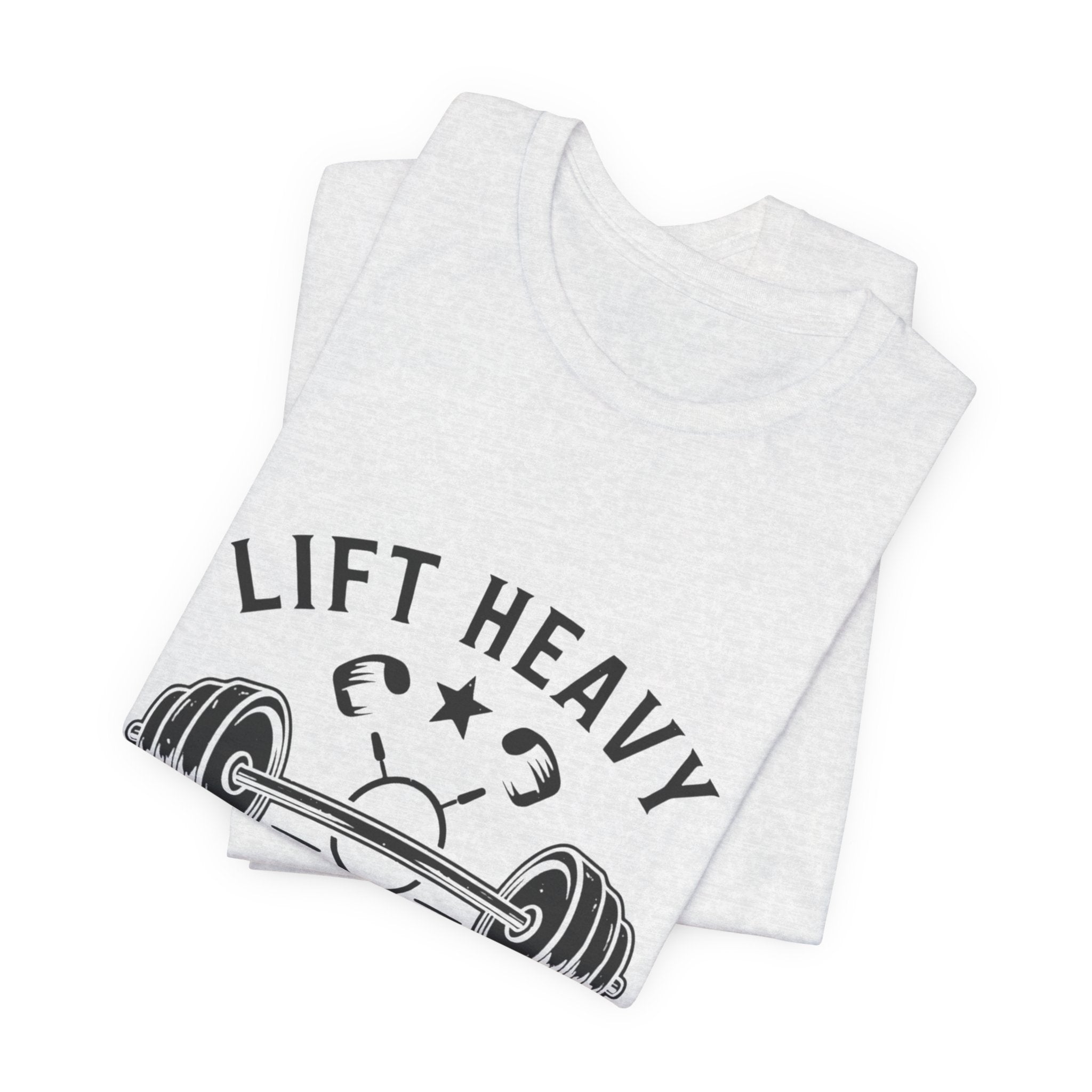 Lift Heavy Live Happy Barbell - Detailed Weight Design - Powerlifting Tee