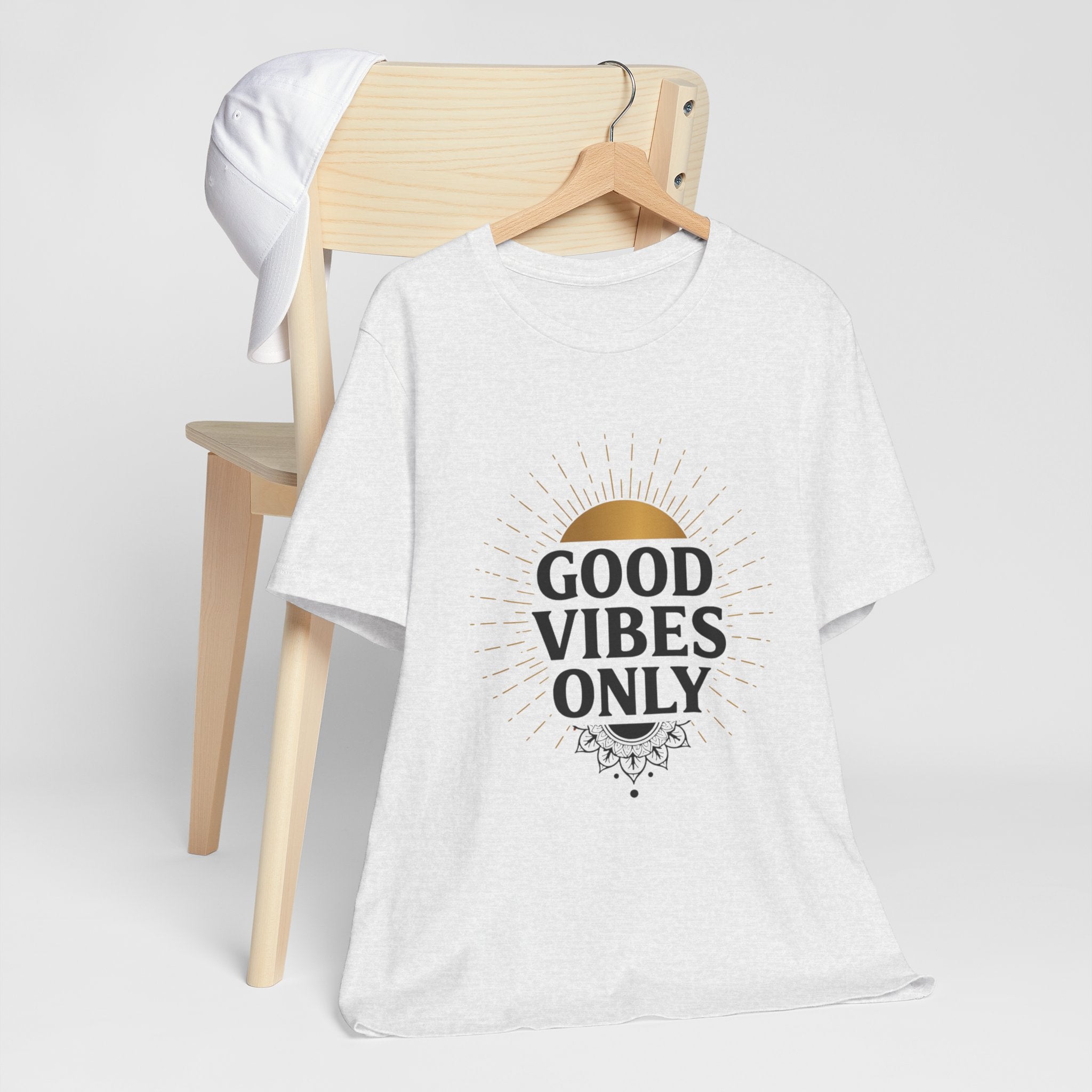 Good Vibes Only Sunrise - Mandala Sun Design Tee - Positive Energy Shirt