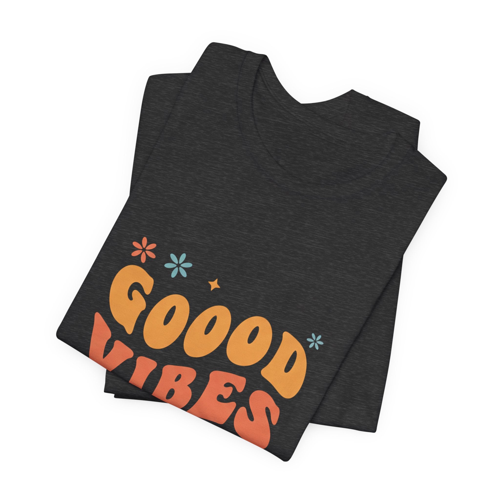 Good Vibes Only Retro - 70s Rainbow Design Tee - Groovy Positive Shirt