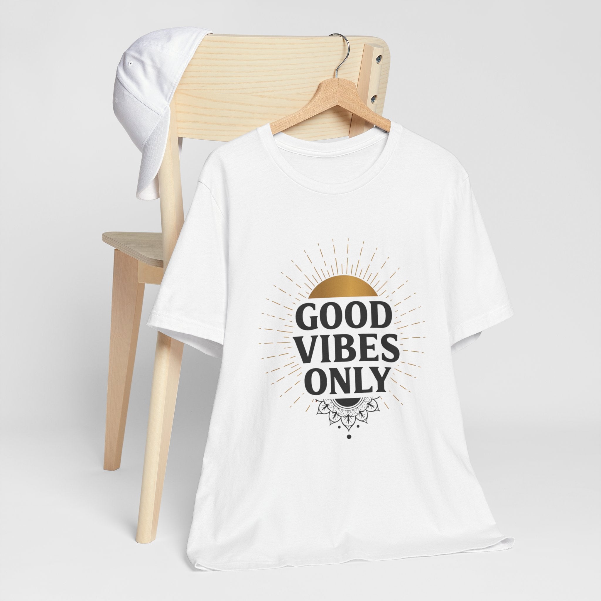 Good Vibes Only Sunrise - Mandala Sun Design Tee - Positive Energy Shirt