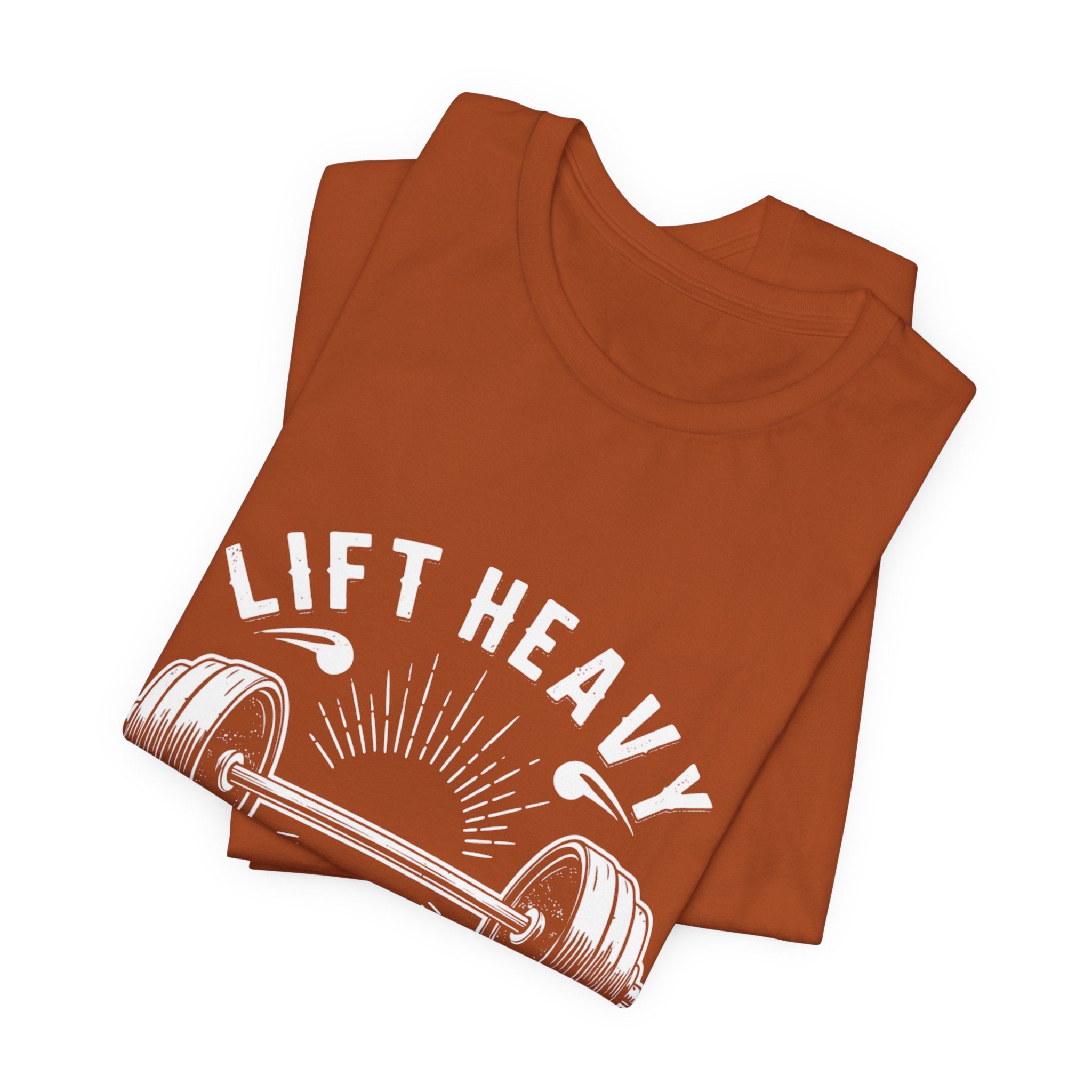 Lift Heavy Live Happy Rays - Sunburst Barbell Tee - Strength Happiness Shirt