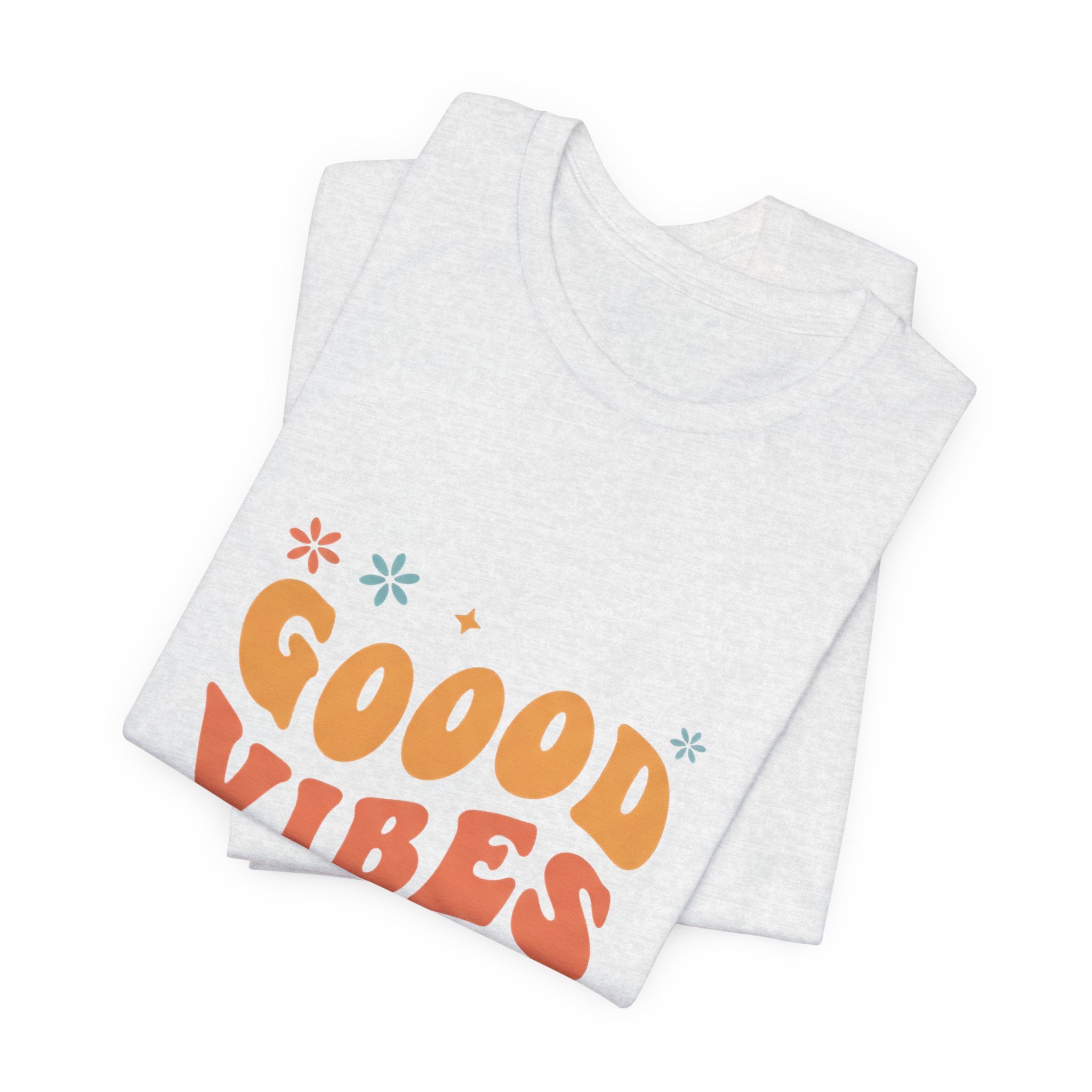 Good Vibes Only Retro - 70s Rainbow Design Tee - Groovy Positive Shirt