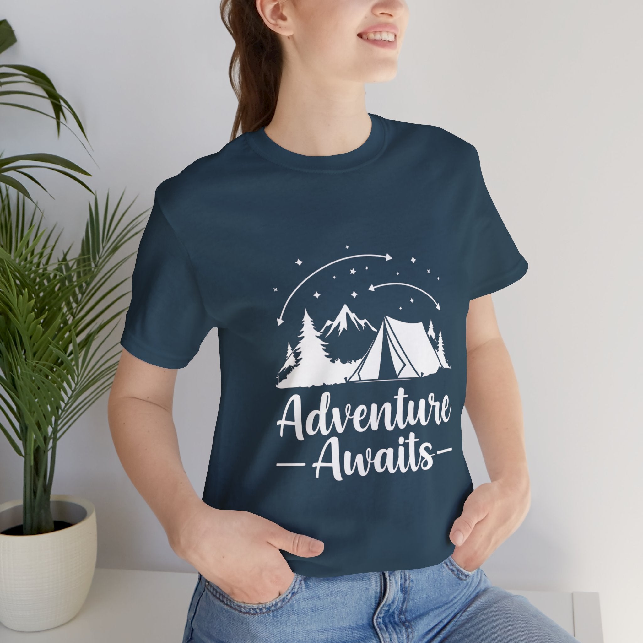 Adventure Awaits Forest Camp - Pine Trees T-Shirt - Wilderness Explorer Tee