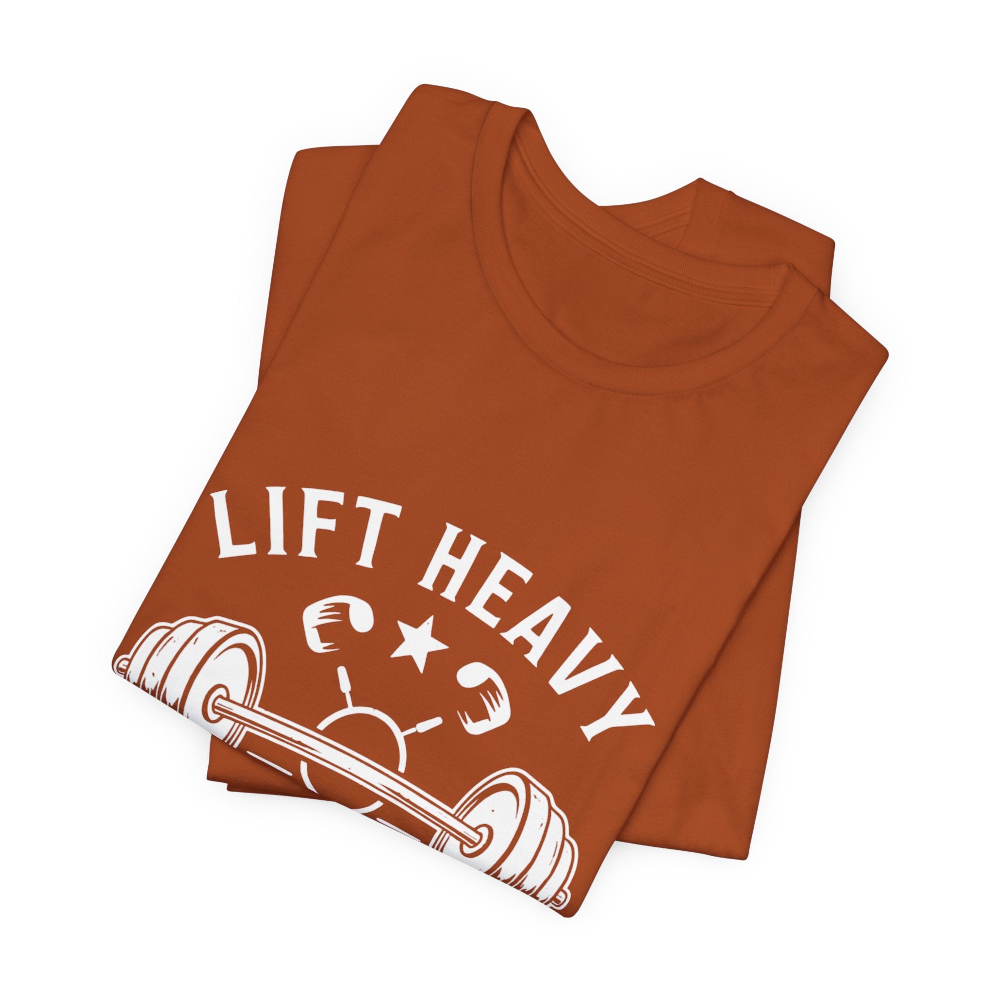 Lift Heavy Live Happy Barbell - Detailed Weight Design - Powerlifting Tee