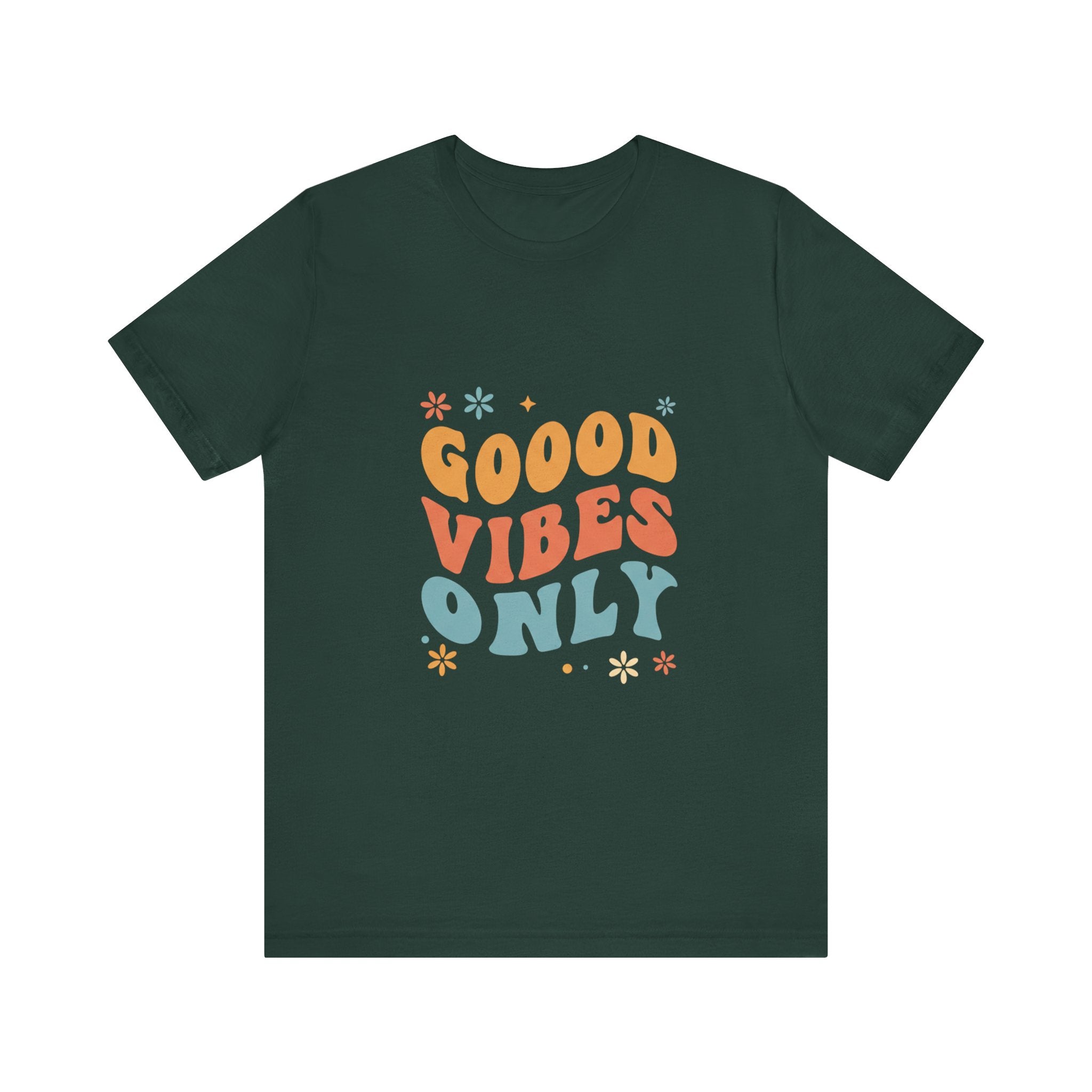 Good Vibes Only Retro - 70s Rainbow Design Tee - Groovy Positive Shirt