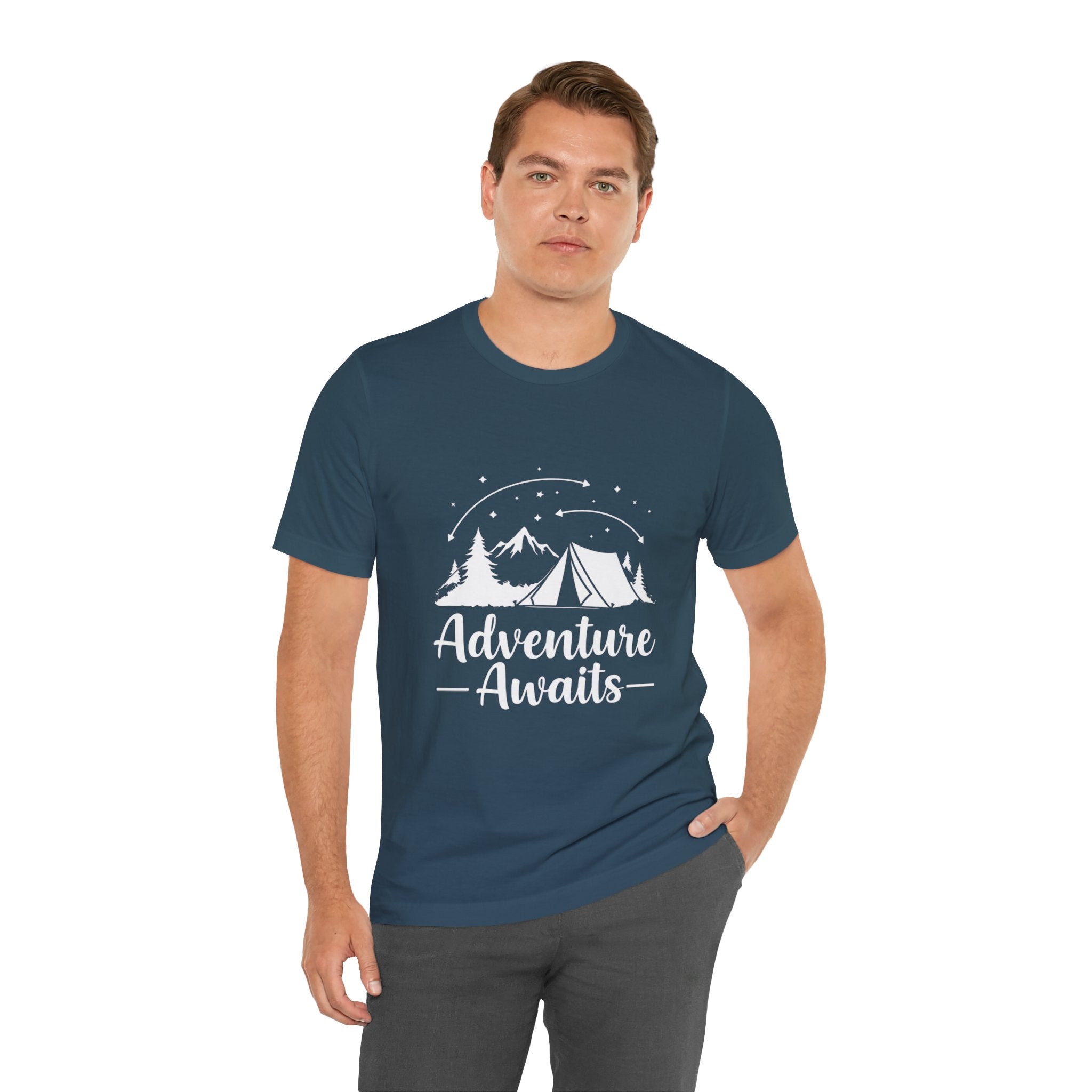 Adventure Awaits Forest Camp - Pine Trees T-Shirt - Wilderness Explorer Tee