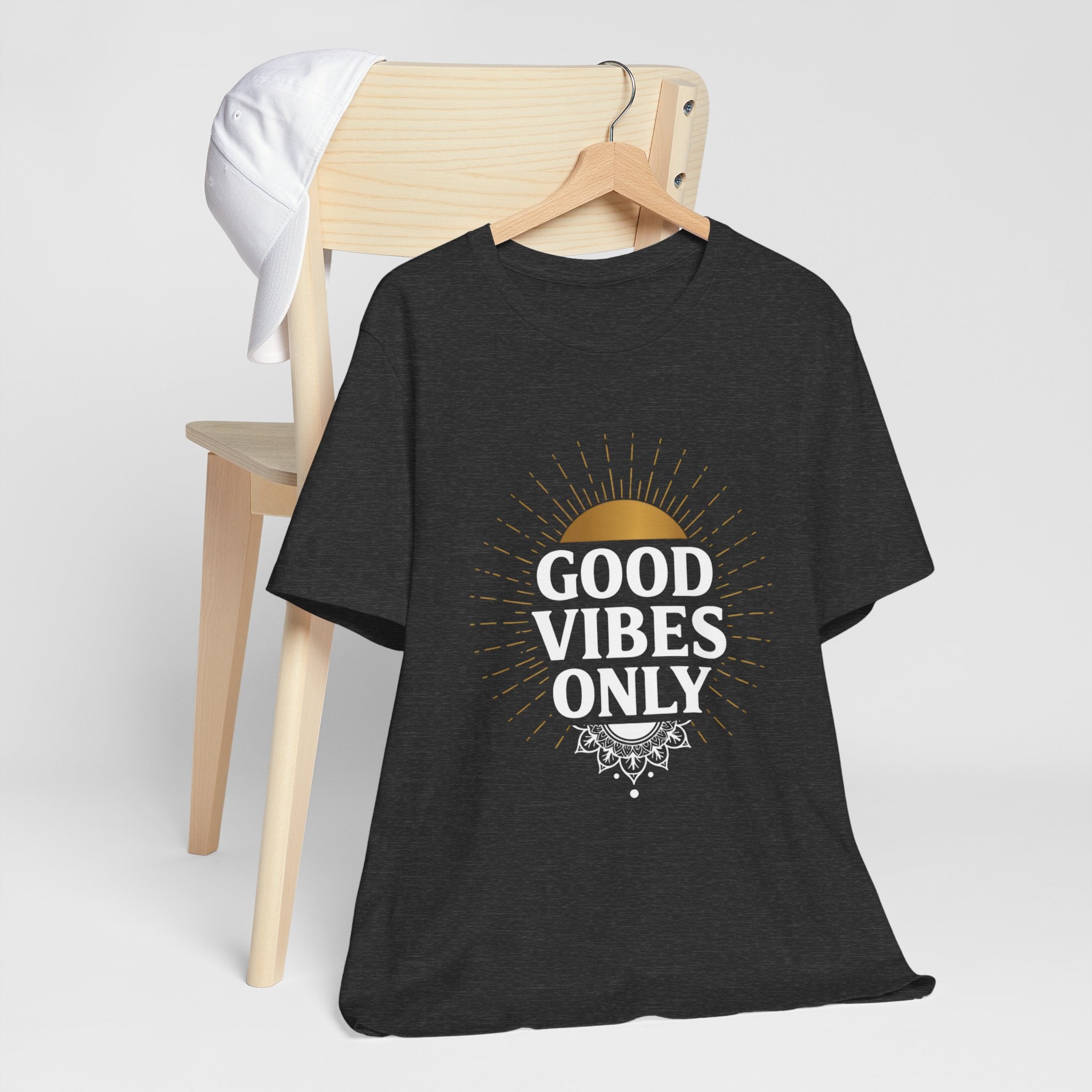 Good Vibes Only Sunrise - Mandala Sun Design Tee - Positive Energy Shirt