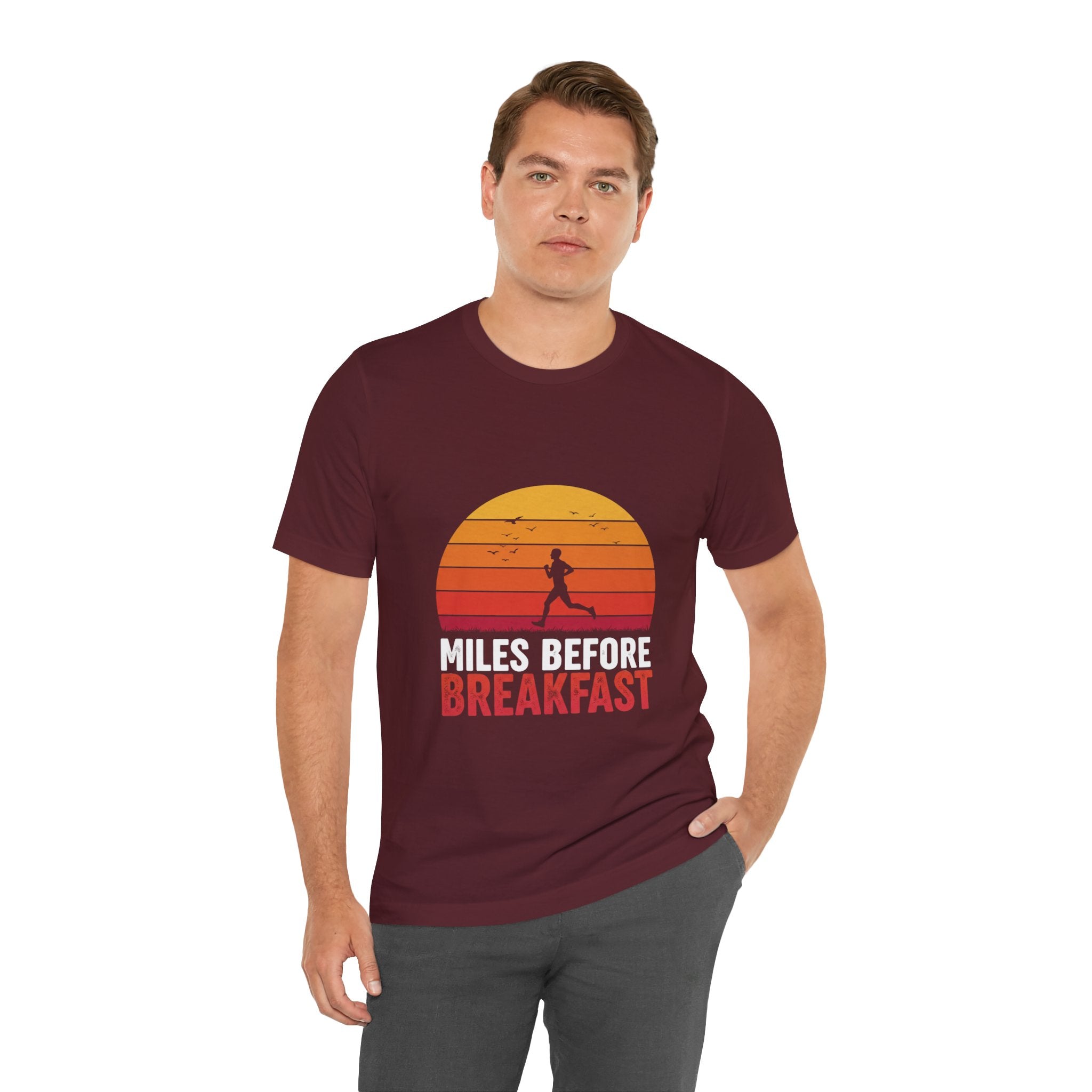 Miles Before Breakfast Trail - Personal Trail Runner Tee - Mountain Morning Shirt