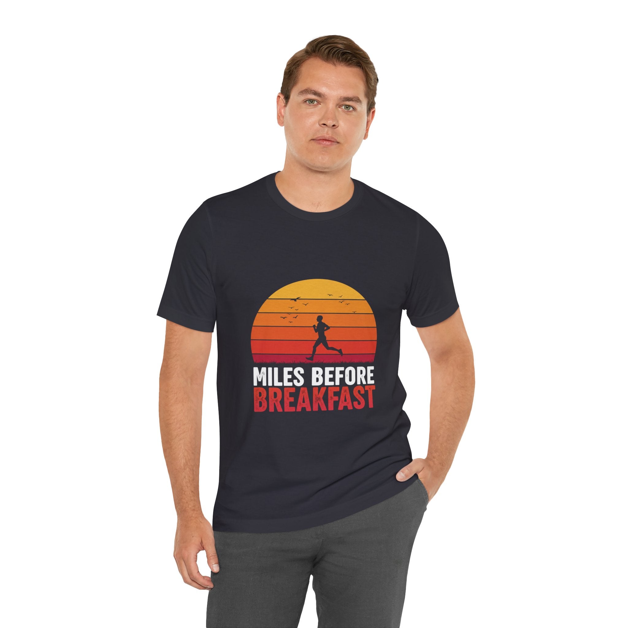 Miles Before Breakfast Trail - Personal Trail Runner Tee - Mountain Morning Shirt