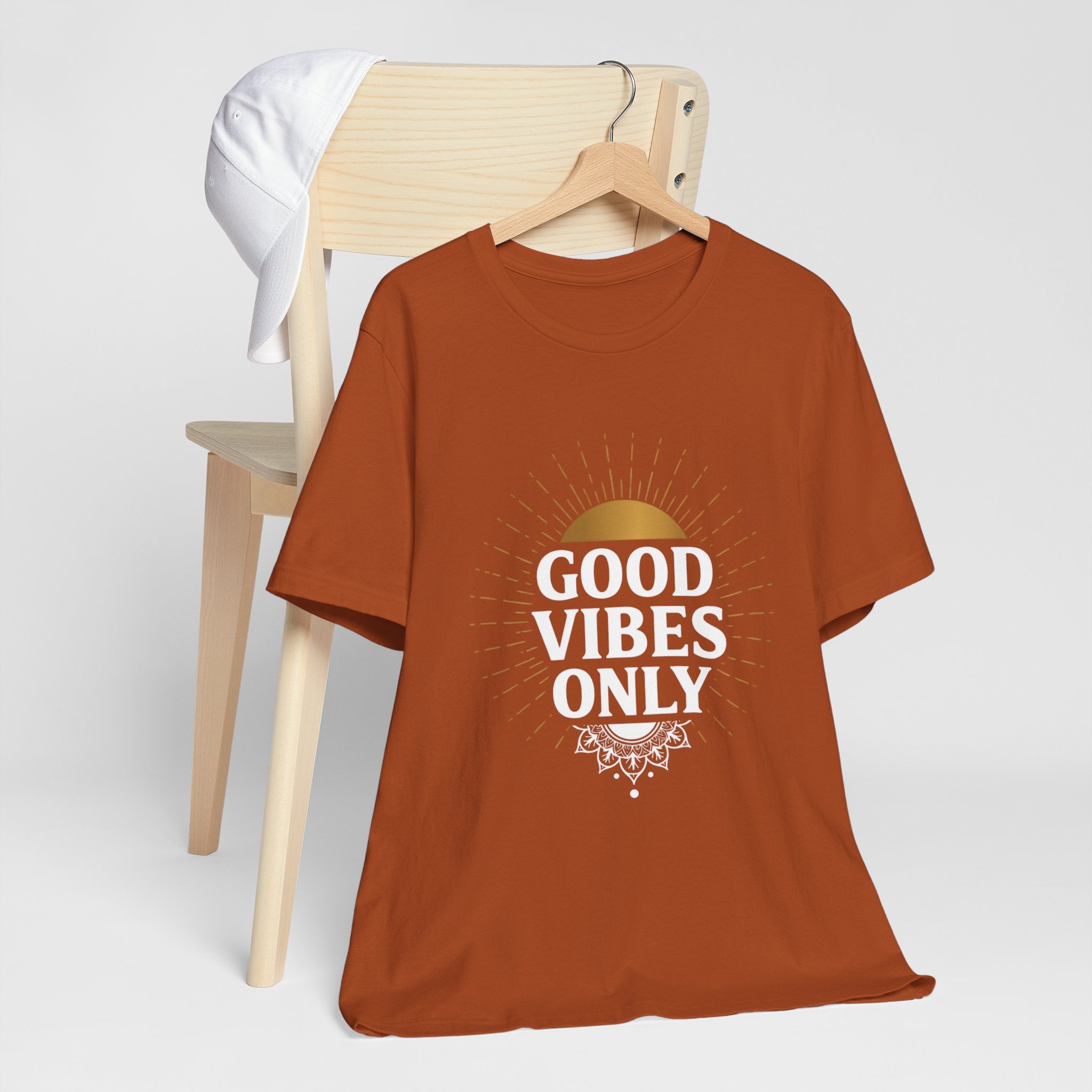 Good Vibes Only Sunrise - Mandala Sun Design Tee - Positive Energy Shirt