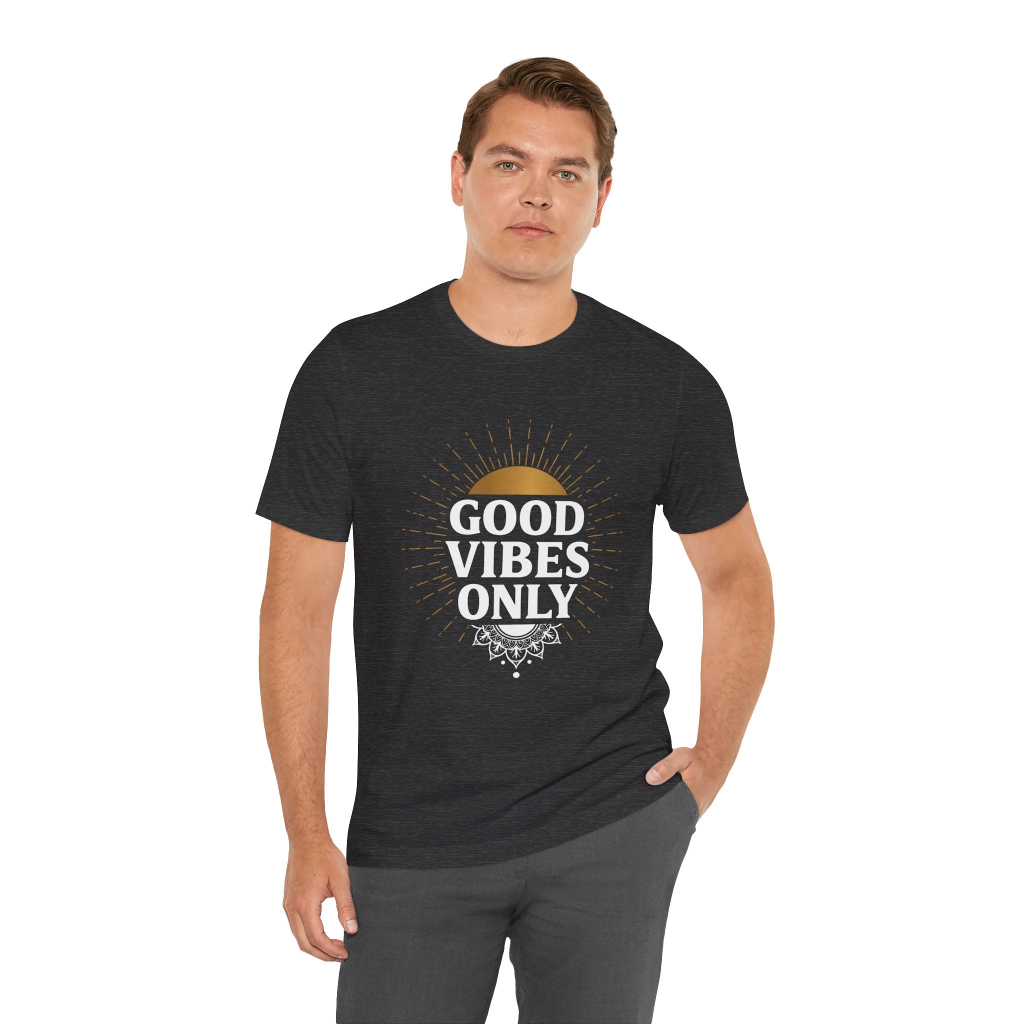 Good Vibes Only Sunrise - Mandala Sun Design Tee - Positive Energy Shirt
