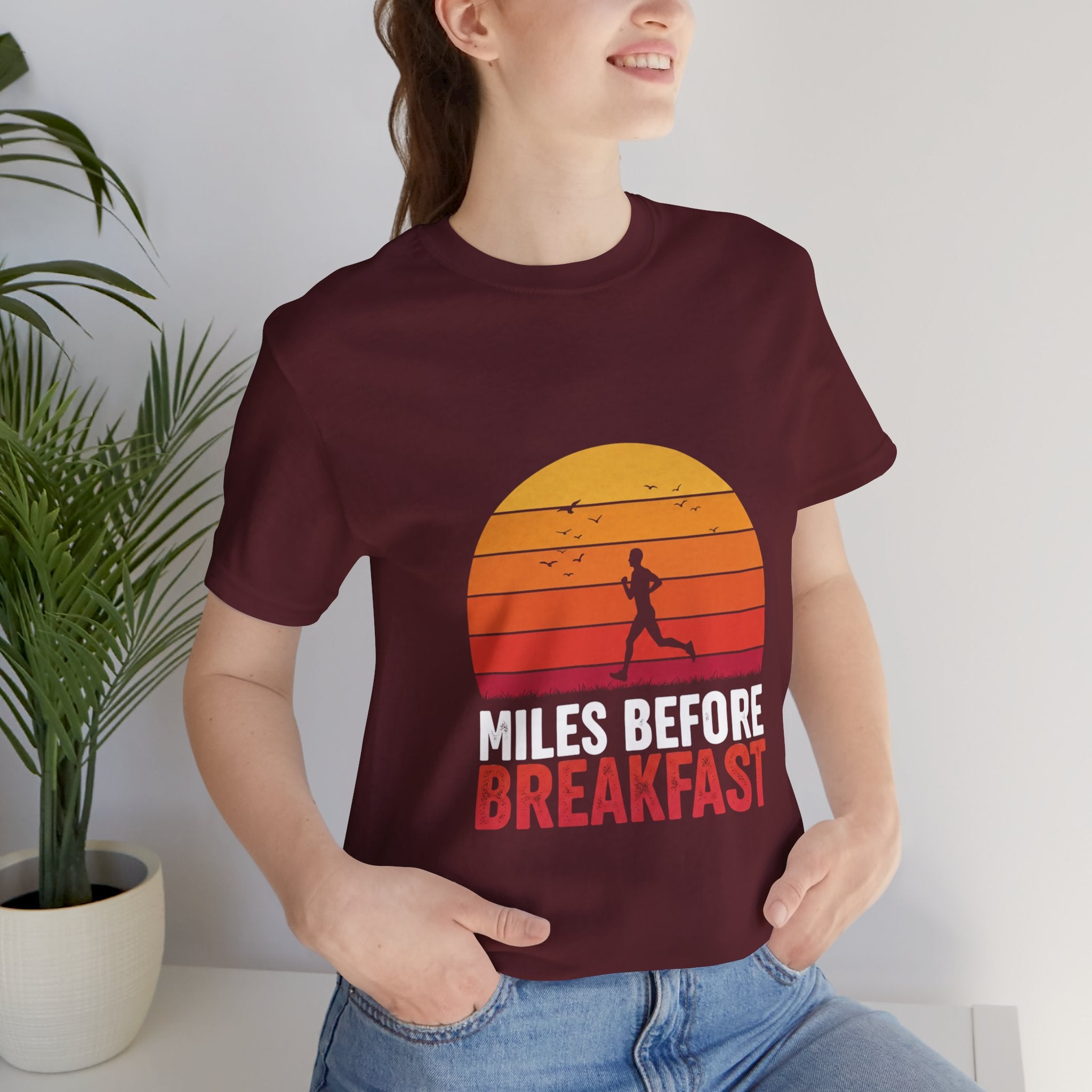 Miles Before Breakfast Trail - Personal Trail Runner Tee - Mountain Morning Shirt