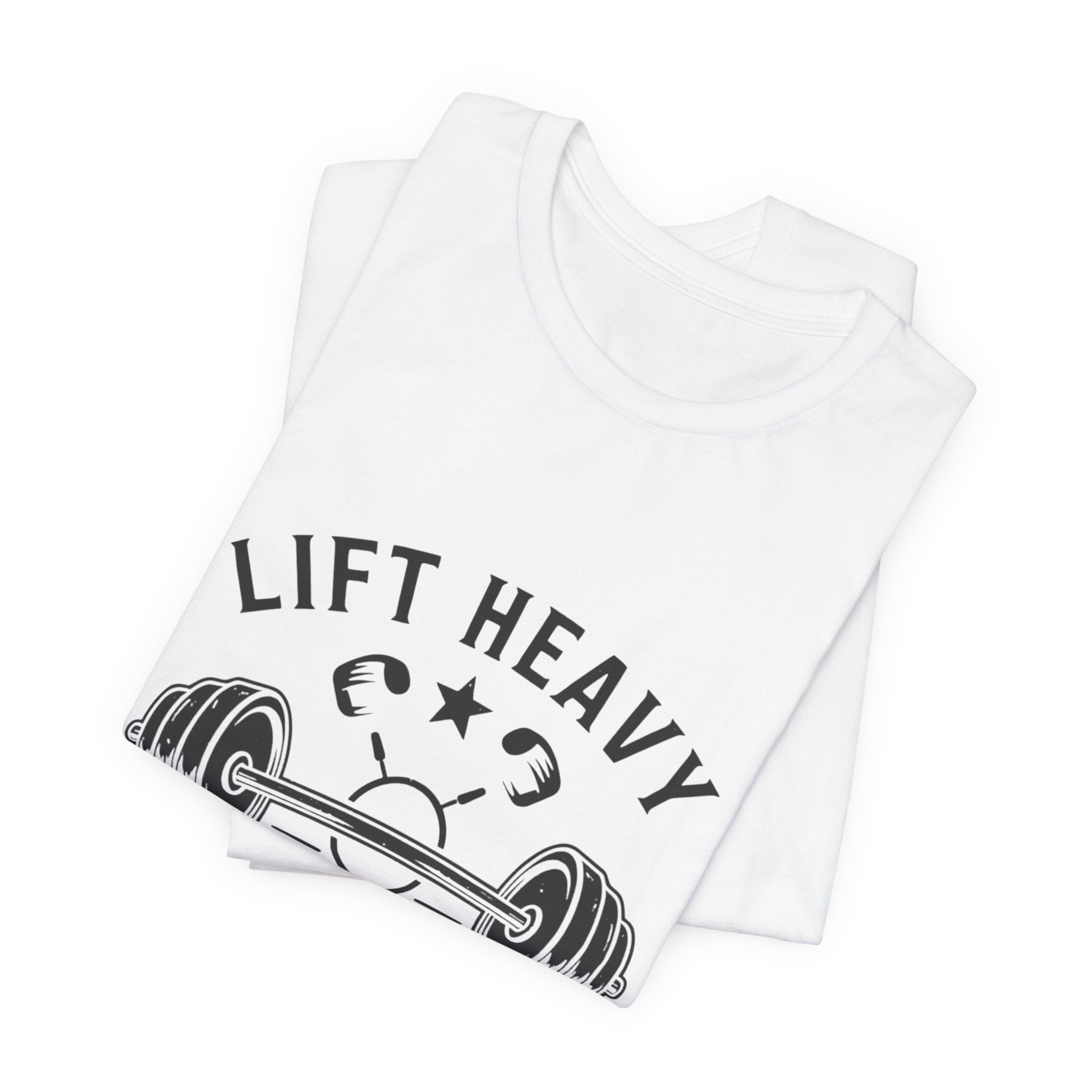 Lift Heavy Live Happy Barbell - Detailed Weight Design - Powerlifting Tee