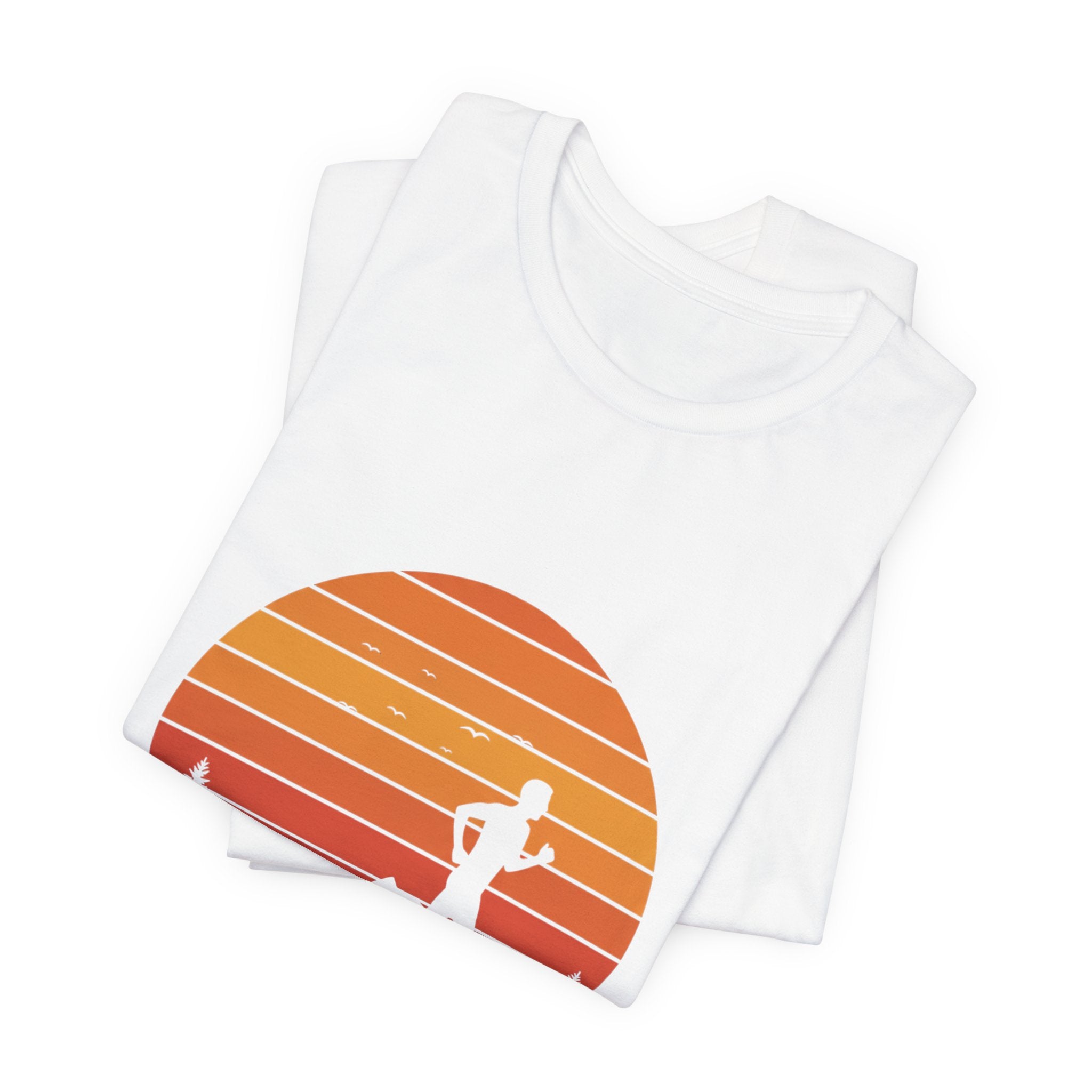 Miles Before Breakfast Sunset - Person Runner Silhouette - Morning Run Tee