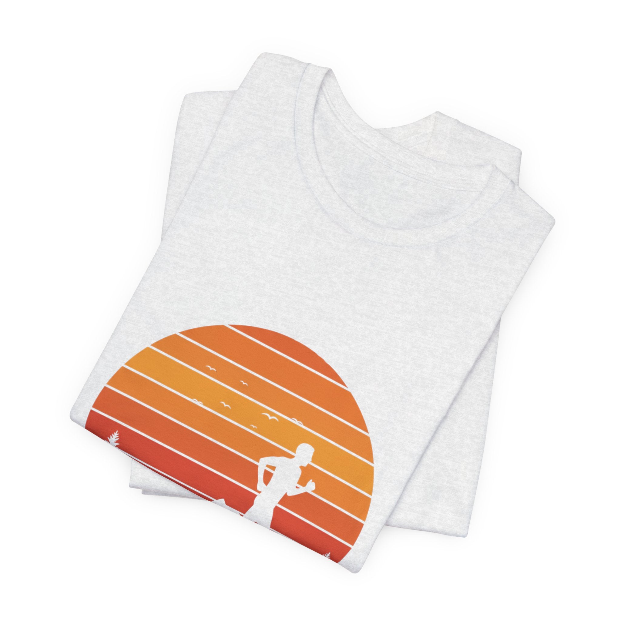 Miles Before Breakfast Sunset - Person Runner Silhouette - Morning Run Tee